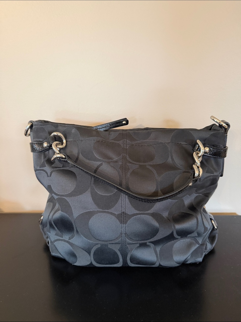 Coach Black Signature Monogram Shoulder Bag